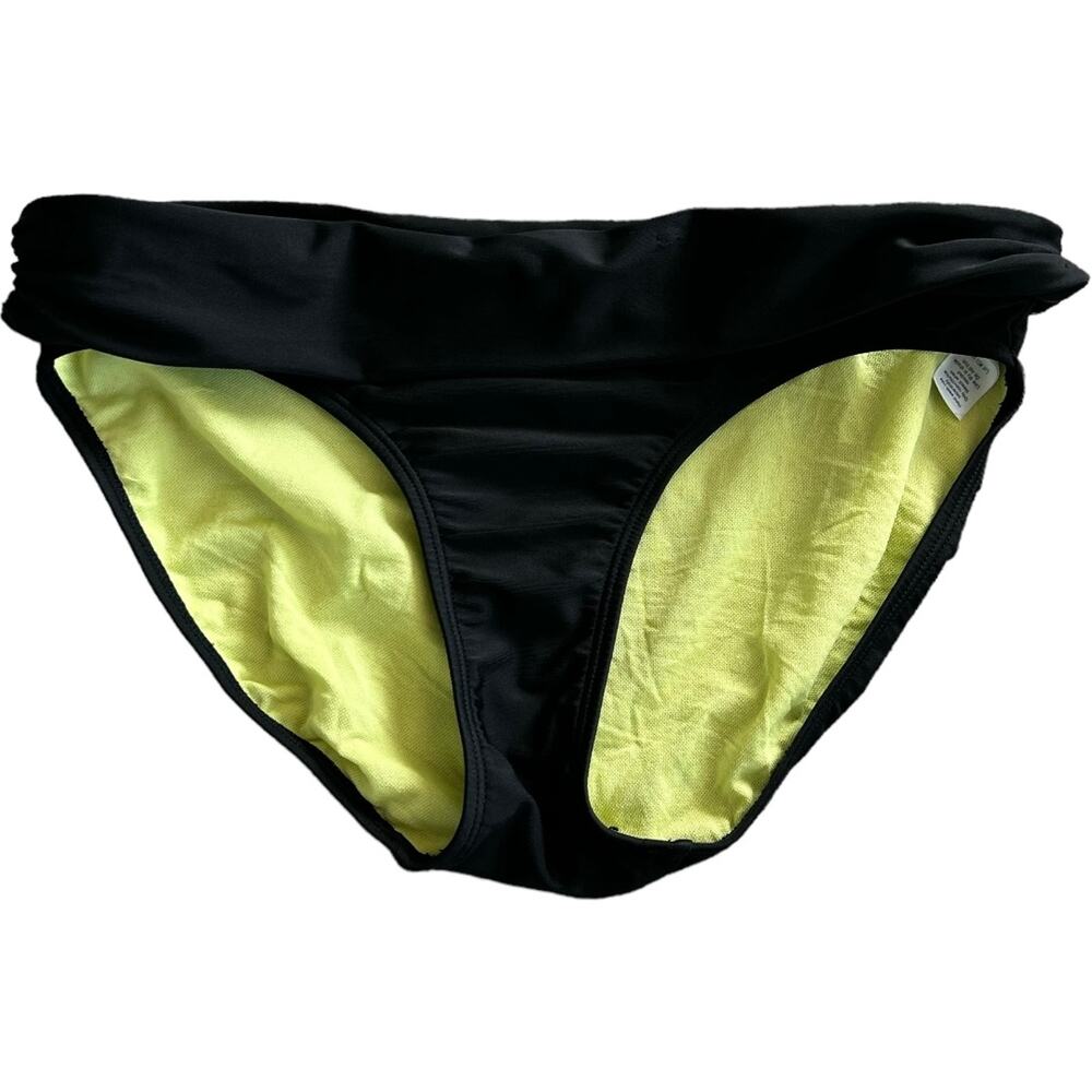EUC Fuchia Athleta Bikini Bottoms Fold Over Waistband Moderate Coverage Size SM
